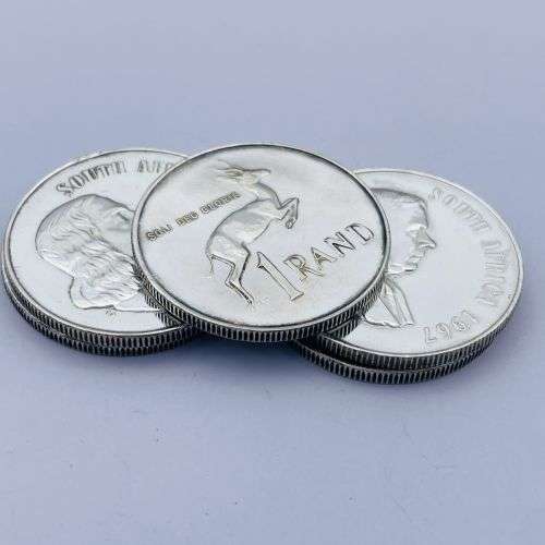 One Rand LOT OF 5 OLD SA SILVER 1 Rand Coins for sale in Durban (ID